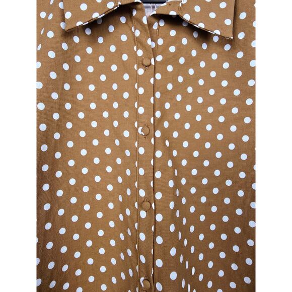 Le Rumi Sonia Top Sz XS | Mustard Polka Dot Cropped Blouse w/Front Tie NWT - Picture 4 of 5